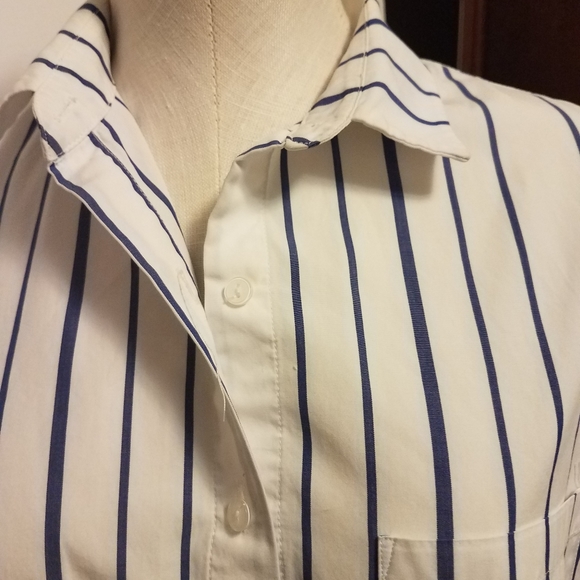 Ochirly White&Blue Striped Courier Shirt Sz M. - Picture 8 of 11